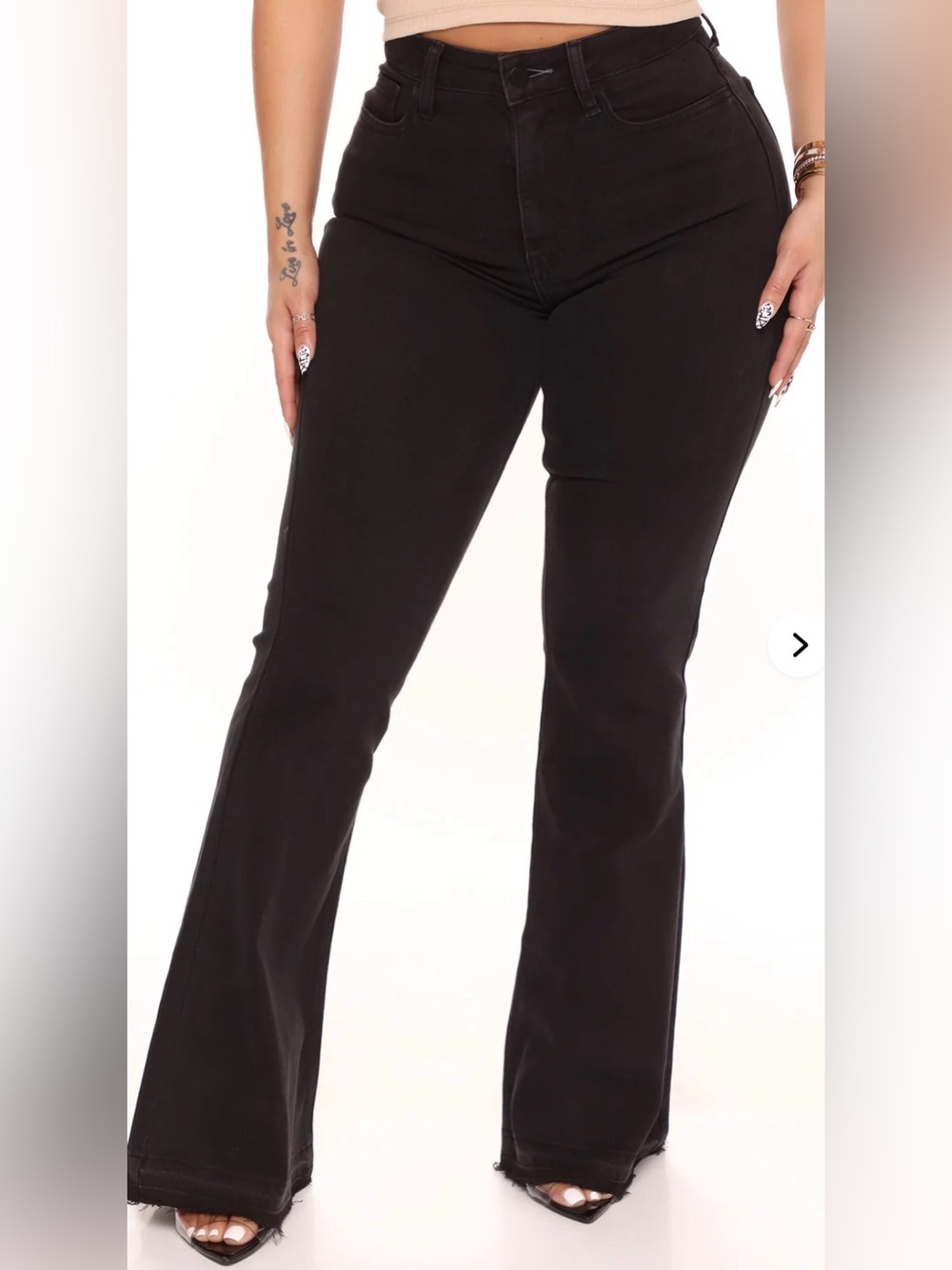 Everyday Baddie Fashion Nova Black High-Rise Raw Hem Flare Jeans